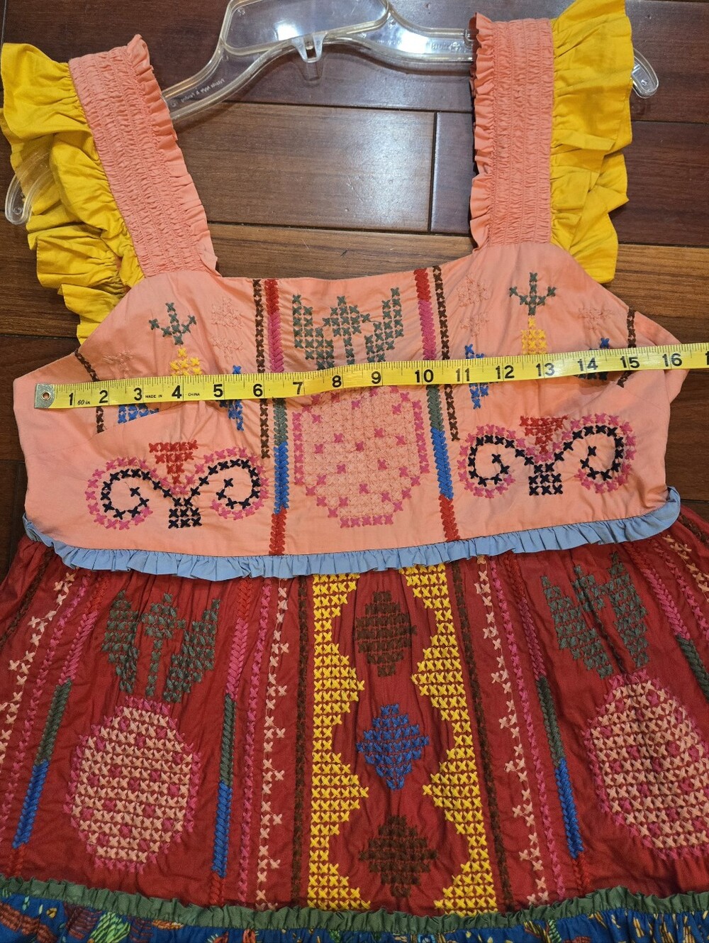 Farm Rio Colorblock Embroidered Mini Dress Multi Color Medium - Picture 4 of 12